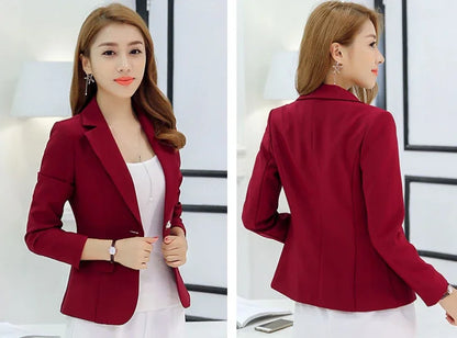 Women Korea Blazer 2025 Formal Slim Black Blazers Office Lady Work Suit Pockets Jackets Coat Female Casual Short Blazer Femme
