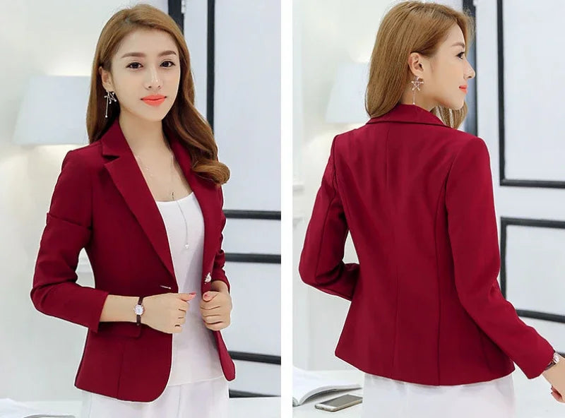 Black Women Blazer 2025 Formal Slim Blazers Lady Office Work Suit Pockets Jackets Coat Female Wine Notched Blazer Jackets Femme