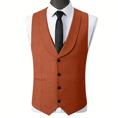 Men Vest Black Single Button With Lapel Solid Waistcoat For Wedding Banquet Business Work Office Casual Daily Men Suit Vest