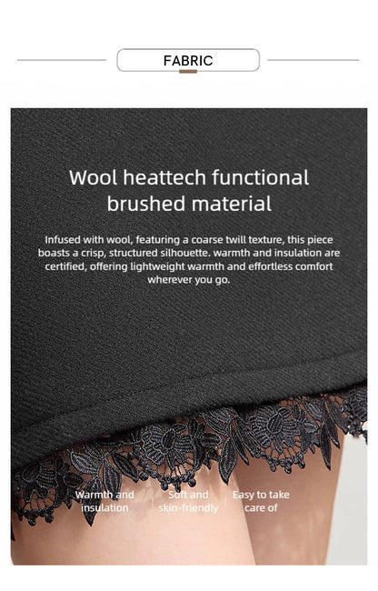 Minimalist Mini Skirt 2025 Winter New Short Wool Warm Skirts For Women Patchwork Lace Casual Solid Clothing Ladies 12544125