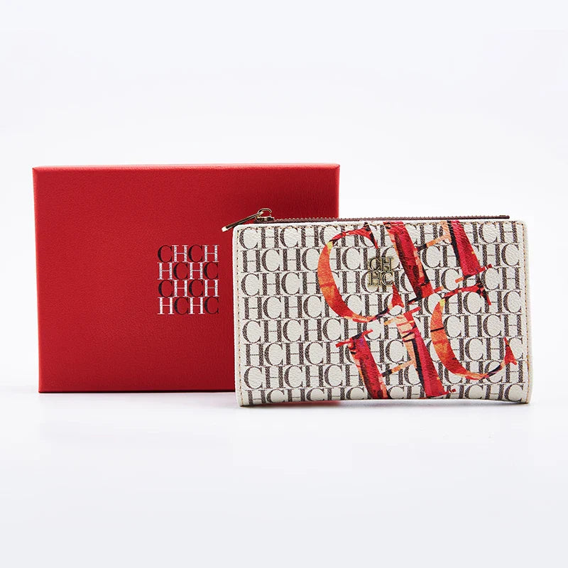 Women's Wallet CHCH Fashion Letter Cartoon Pattern Classic Retro Long Storage Wallet PVC Material Bag