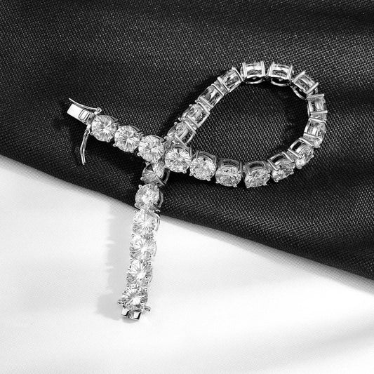 MooSuun Bracelet Tennis en Moissanite pour Hommes et Femmes, 3mm-6.5mm, Bijoux Fins de Luxe, Test Réussi, Argent Sterling S925