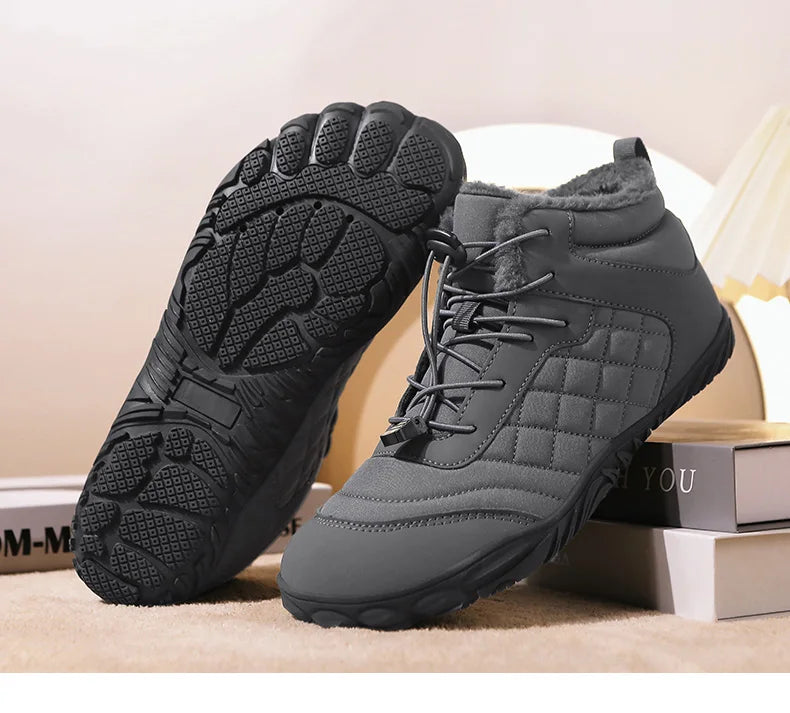New Winter Booties Outdoor Waterproof Barefoot Boots For Men Ankle Boots Plush Warm Snow Shoes Non-slip Casual Sneakers Big Size