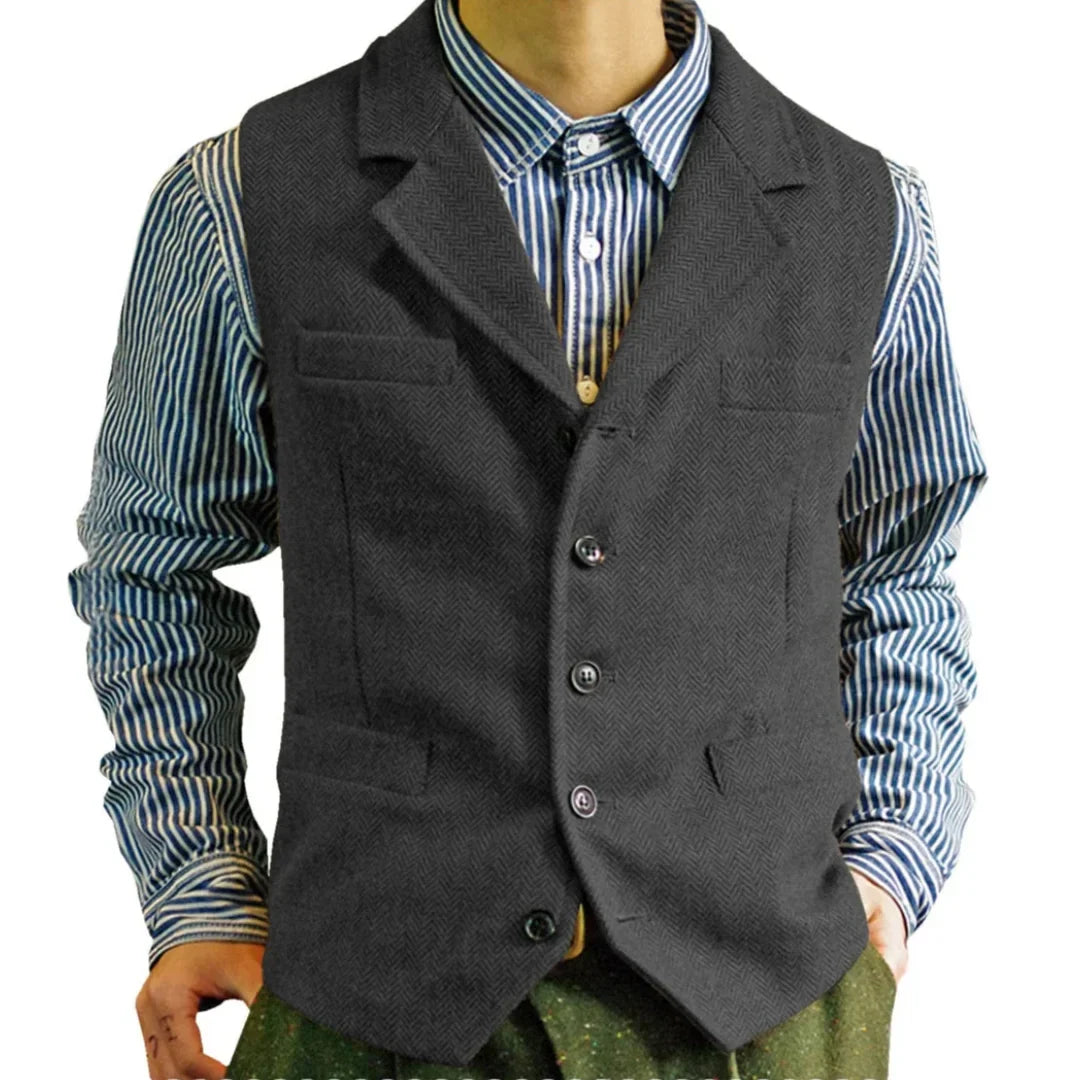 Men Vest Brown Single Button With Lapel Solid Waistcoat For Wedding Banquet Business Office Work Casual Daily Men Suit Vest