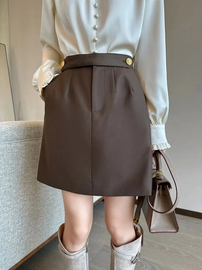 High end early autumn new fashionable small A-line skirt with buttocks wrapped, high-end gray half skirt  skirts