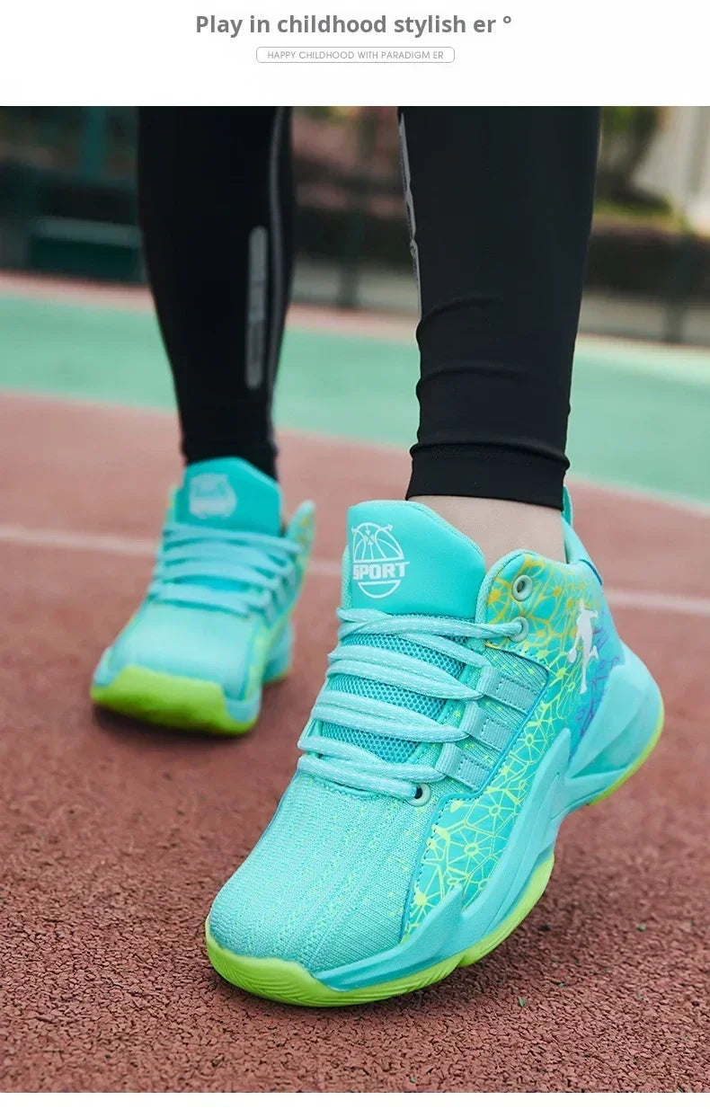 New Children's Sports Shoes Medium and Large Children's Mesh Boys Training Shoes Boys Basketball Footwear 2024 Spring and Summer