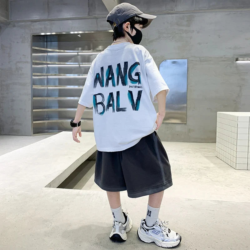 Summer Boys Top and Bottom Tracksuit Set Kids Casual Clothing Set Tweens Child Causal Streetwear Outfits Teenager Luxury Clothes