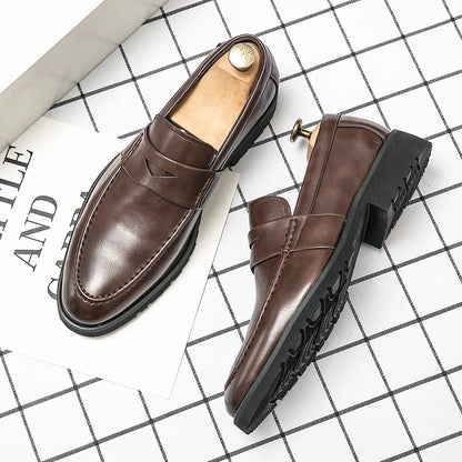 Mens Casual Leather Breathable Business Designer Brand Office Loafers Formal Classic Smile Footwear Dress Shoes for Men Flats 48