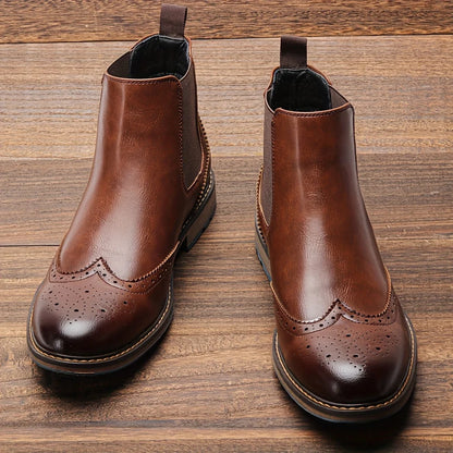 Size 7-13 Brogue Chelsea Men Boots Classical American Style Leather Boots