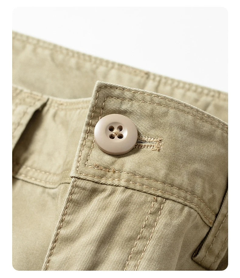 100% Cotton Straight Casual Pants Men's New Cargo Pocket Fashion Brand Comfortable High Quality Business Male Pants