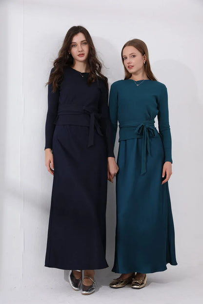 AS 2024 woman clothes thicken ribbing closed-fit wrap tops + Satin Adjustable straps dress (ship out in 1 day)