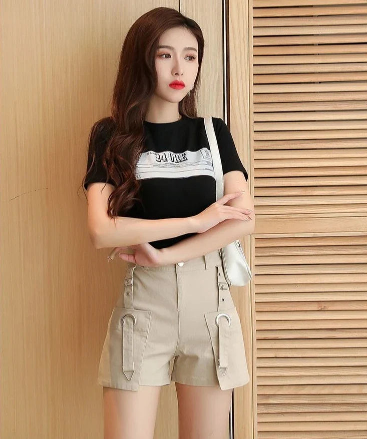 2026 Summer K Fashion High Waisted Wide Leg Denim Shorts for Women Slimming Tummy Control Hot Pants Outwear Casual Streetwear