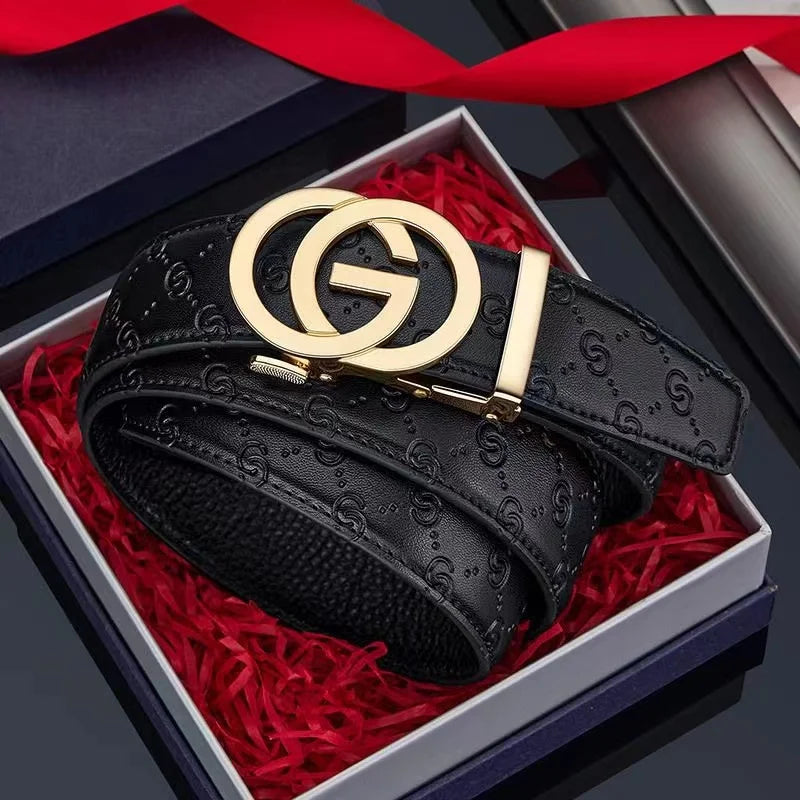 New genuine leather fashionable printed men's belt trend business versatile jeans belt for men