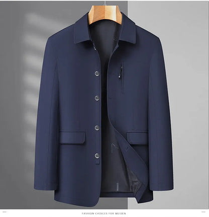 Men's Turn-down Collar Button Jacket Business Casual Outerwear for Male