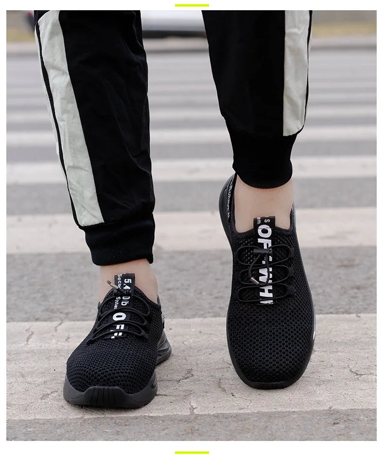 Breathable safety shoes summer man anti puncture safety work sneakers with iron toe male safety shoes men lightweight work shoes