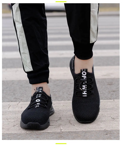 Breathable safety shoes summer man anti puncture safety work sneakers with iron toe male safety shoes men lightweight work shoes