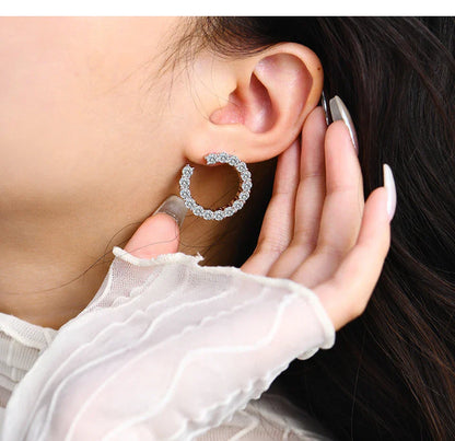 Moissanite Hool Earrings 925 Sterling Silver Passed the Diamond Test Wedding Earrings for Women Gift Fine Jewelry Band