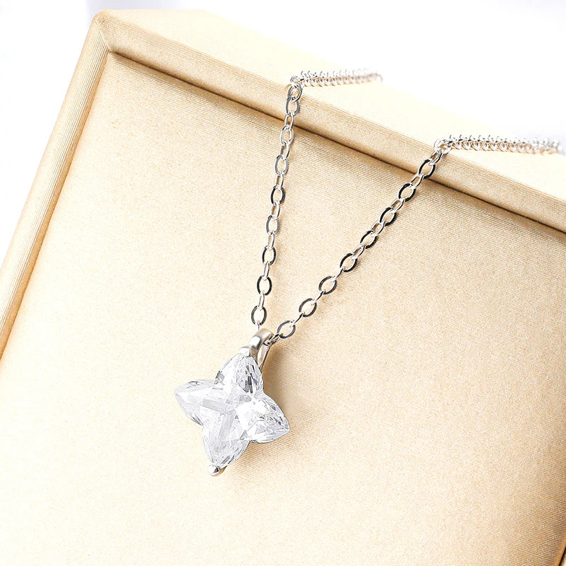 Certified 1CT 3CT Flower Cut Moissanite Necklace for Women Sparkling Lab Diamond Pendant Pure S925 Silver Chain Jewelry
