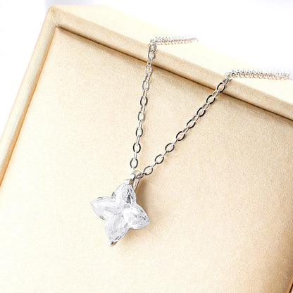 Certified 1CT 3CT Flower Cut Moissanite Necklace for Women Sparkling Lab Diamond Pendant Pure S925 Silver Chain Jewelry