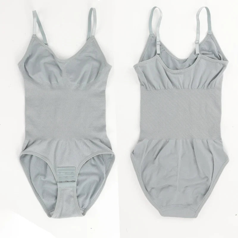 Women Seam-free Sleeveless V-Neck Bodysuit Shapewear Tummy Control Body Shaper Tank Top Red Blue