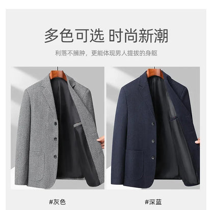 Mens Blazer Fashion Business Handsome Gentleman Korean Version of British Style Leisure Slim Solid Color Wedding Work Blazer