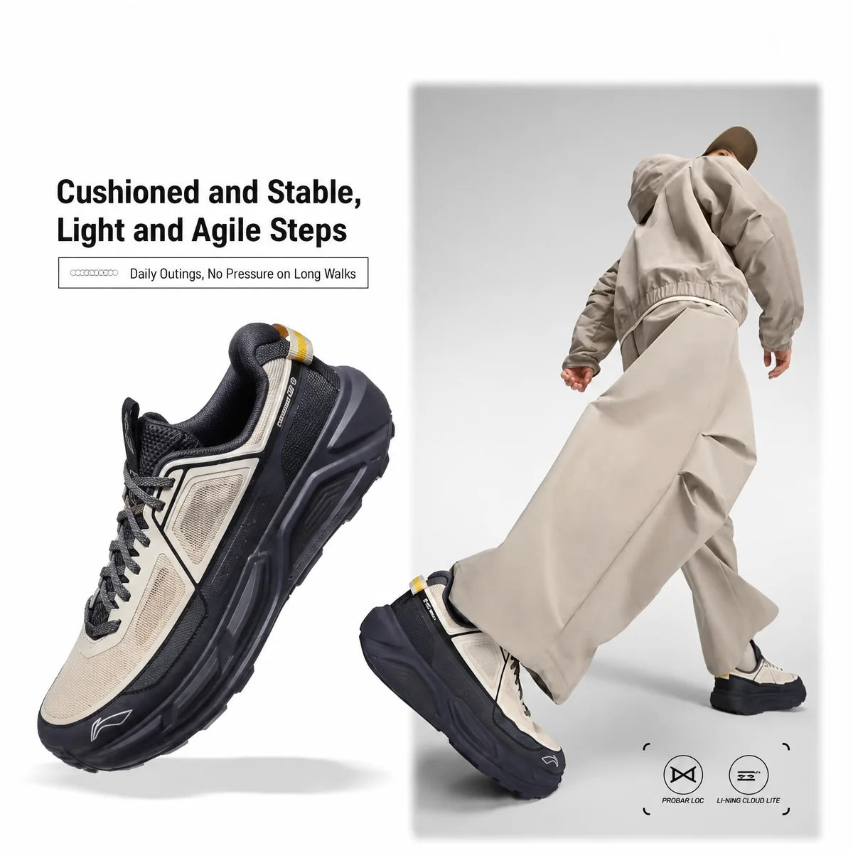 Unisex AXJ STRIDE 2 Outdoor Hiking Shoes  COOL SHELL Breathable Cushioning Rebound LiNing Walking Sneakers AHTW007