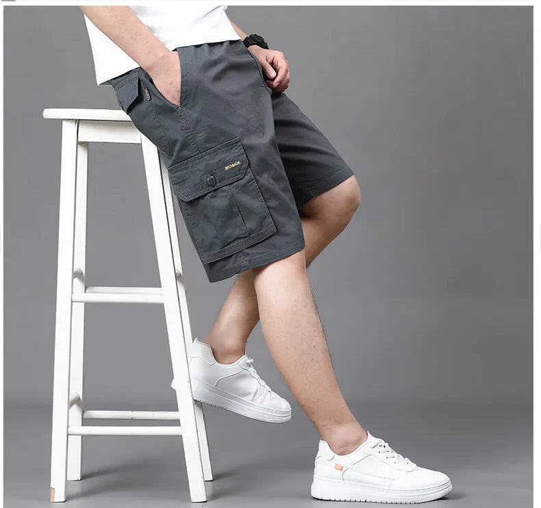 Mens Work Cargo Shorts Summer Casual Shorts Baggy Sports Gym Work Shorts 4XL Light Weight Cotton Sweat Knee Shorts