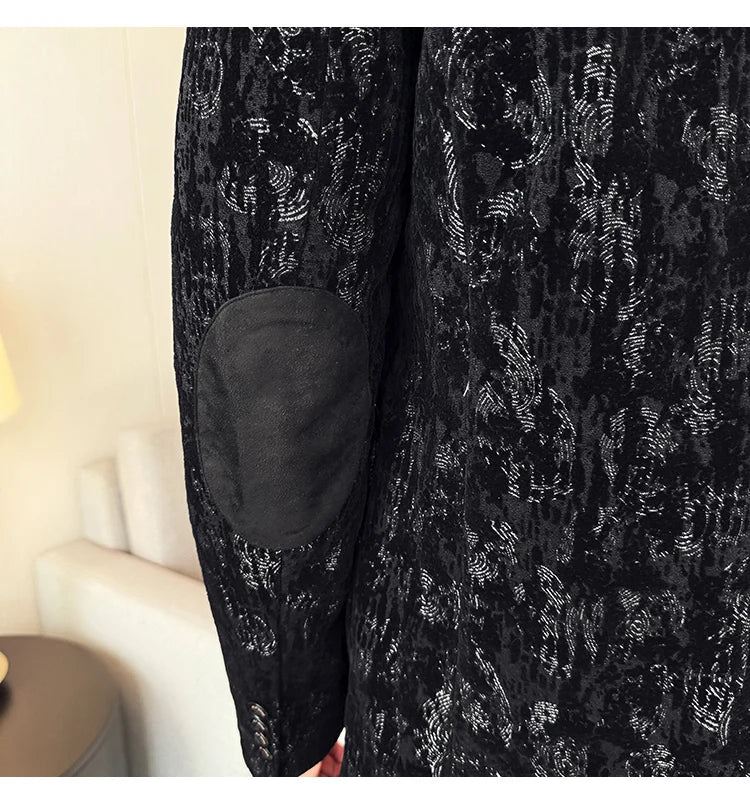 High Quality Plush Jacquard fashion Suit Jacket  Korean Version Slim Fit Business Retro Casual Social Wedding Suit Blazer 5XL-M