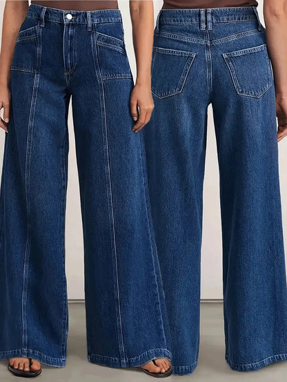 Women's Relaxed Fit Wide Leg Jeans - Versatile and Comfortable Denim Trousers for Casual Style