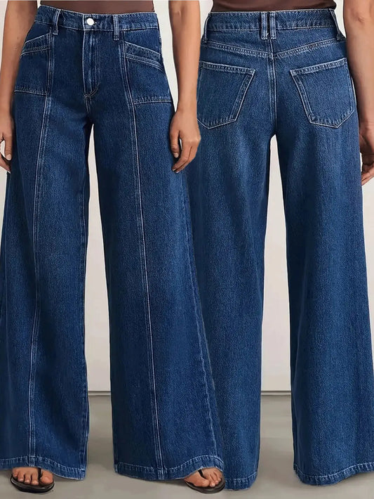 Women's Relaxed Fit Wide Leg Jeans - Versatile and Comfortable Denim Trousers for Casual Style