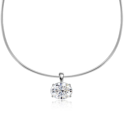 3CT Oval Cut Moissanite Necklace for Women Men Classic Neck Chain 1mm Lab Diamond Pendant 925 Sterling Silver Jewelry