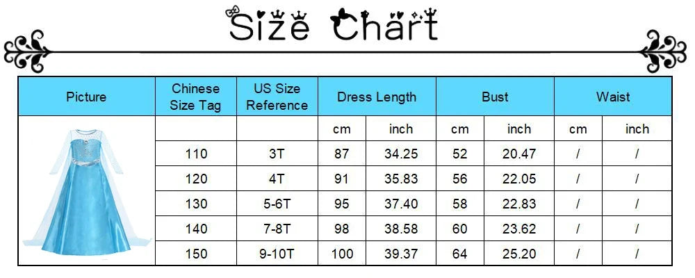 2026 Kids Princess Costume Girls Elsa Anna Dress Carnival Cosplay Snow White Aurora Moana Rapunzel Mermaid Belle Party Outfits