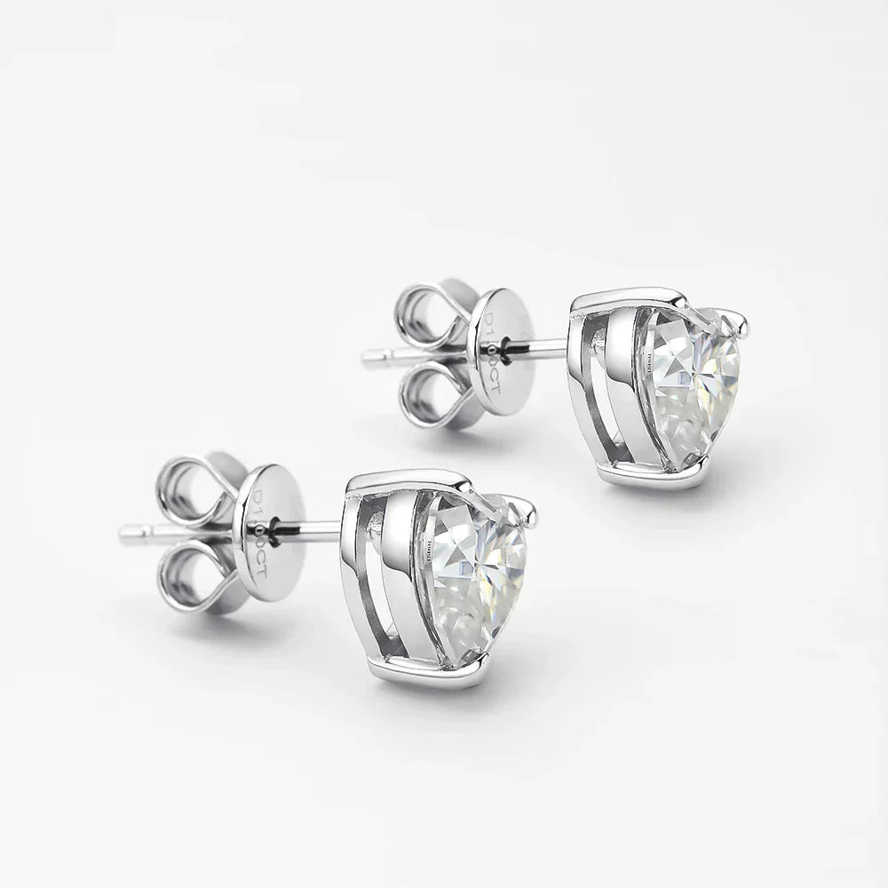 1/2/4 Carat 6.5/8/10mm D Color Heart Moissanite Diamond Stud Earrings For Women 925 Sterling Silver Party Fine Jewelry