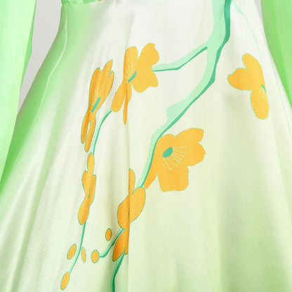 Mulan Cosplay Costume Girl Chinese-style Long-sleeved Hanfu with Hair Accessories Necklace Halloween Girl Hero Costume