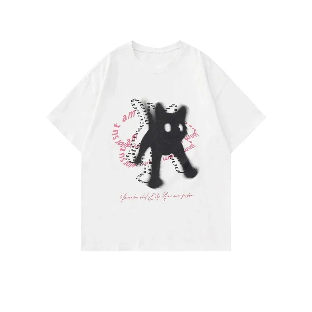 Kittens Avatar Blouse Women's T-shirt Female Y2k Clothes Girls Kawaii Tops House Pet Print Streetwear Cute Cat Graphic Clothing