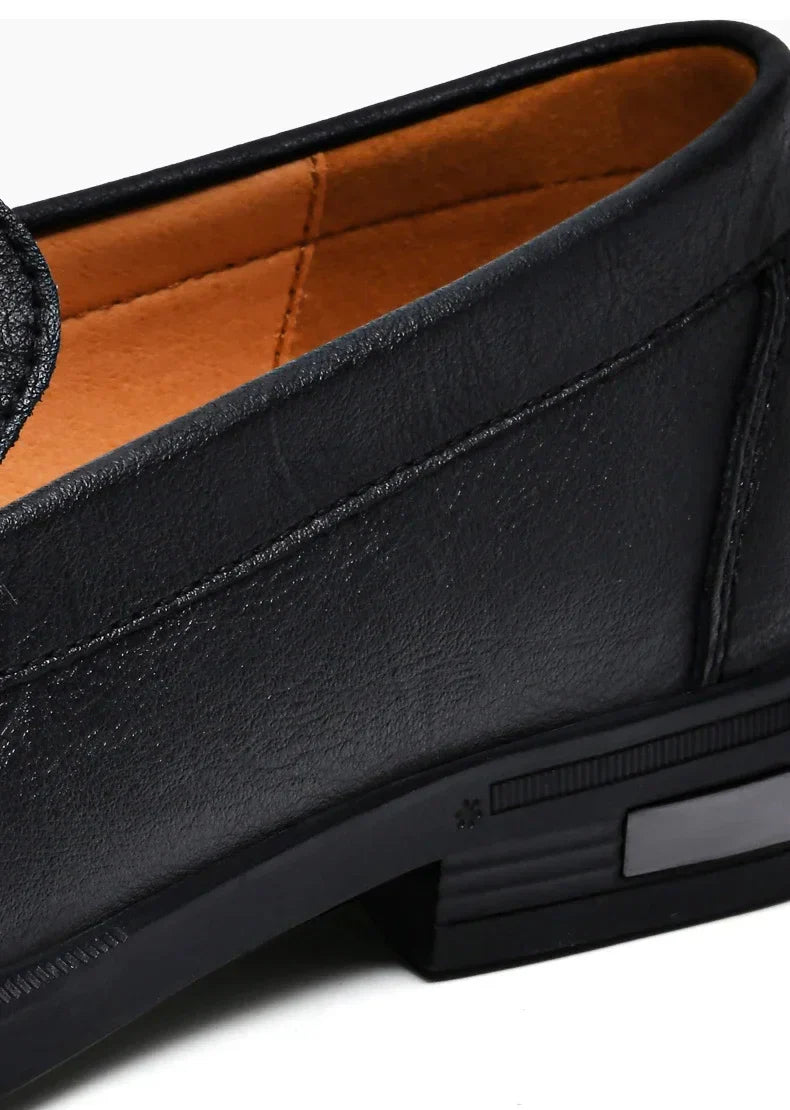 Genuine Leather Slip on Loafers Men Formal Dress Shoes Office Driving Wedding Party Mocasines Hombre Big Size Casual Shoes