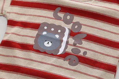 New Summer Baby Clothes Suit Children Boys Striped Beart T Shirt Shorts 2Pcs/Sets Toddler Casual Sports Costume Kids Tracksuits