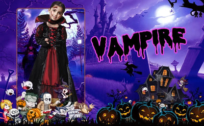Girls Halloween Vampire Costume Adult Vampiress False Teeth Stickers Role Play Carnival Party Cosplay Outfits for Women