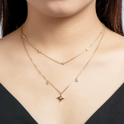 925 Sterling Silver Necklaces Round Cut 2.5mm/4mm Bezel Moissanite Choker Necklace for Women Multilayer Neck Jewelry