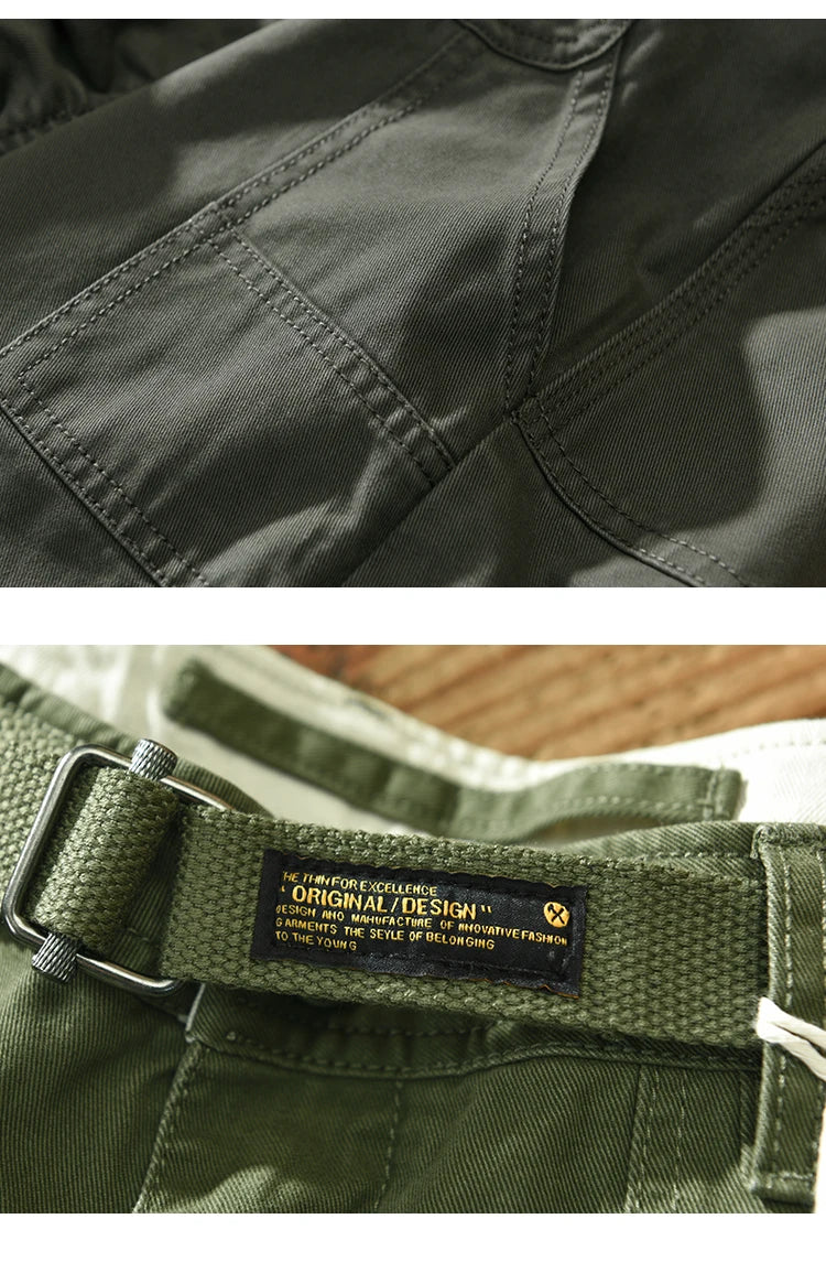 100 Cotton Men's Cropped Pants Trendy Straight Fit Cargo Trouser Male Ankle Length Korean Style Jappan Vintage Y2K Casual Khaki