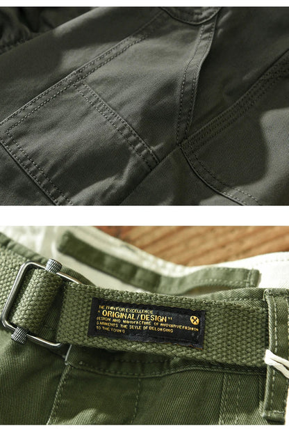 100 Cotton Men's Cropped Pants Trendy Straight Fit Cargo Trouser Male Ankle Length Korean Style Jappan Vintage Y2K Casual Khaki