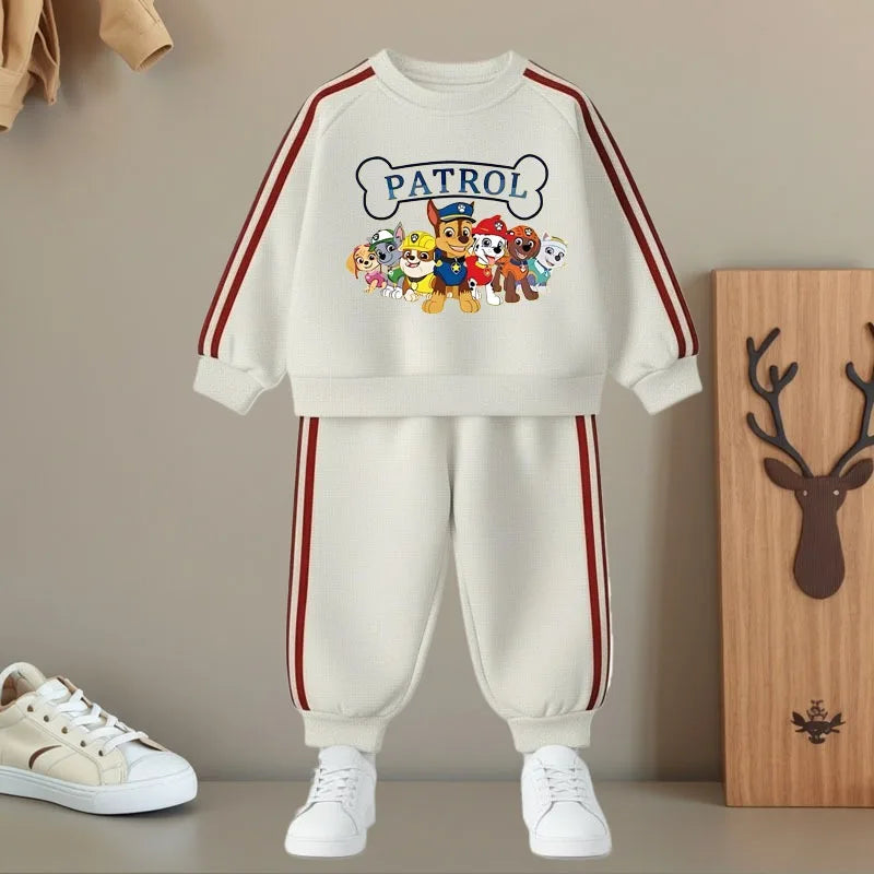 2026 Spring New Side Stripe Long Pant Sets for Kids O Neck Casual Hoodies and Trousers Two Piece Paw Patrol Boy Girls Tracksuit