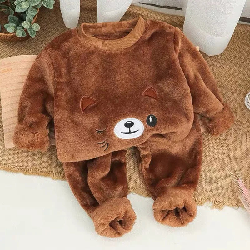 2026 Children's Pajama Sets Tops + Pants 2Pcs Kids Pajamas Winter Girl Clothing Sets 2 To 8Years Children Clothes Boys Sleepwear