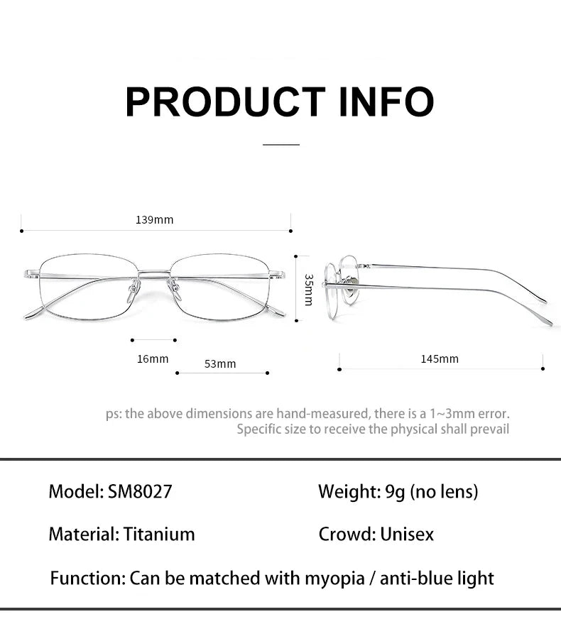 Ultra-light Women's Small Frame Geometric Design Men's Anti-blue Light Glasses Can Be Customized Prescription 8027