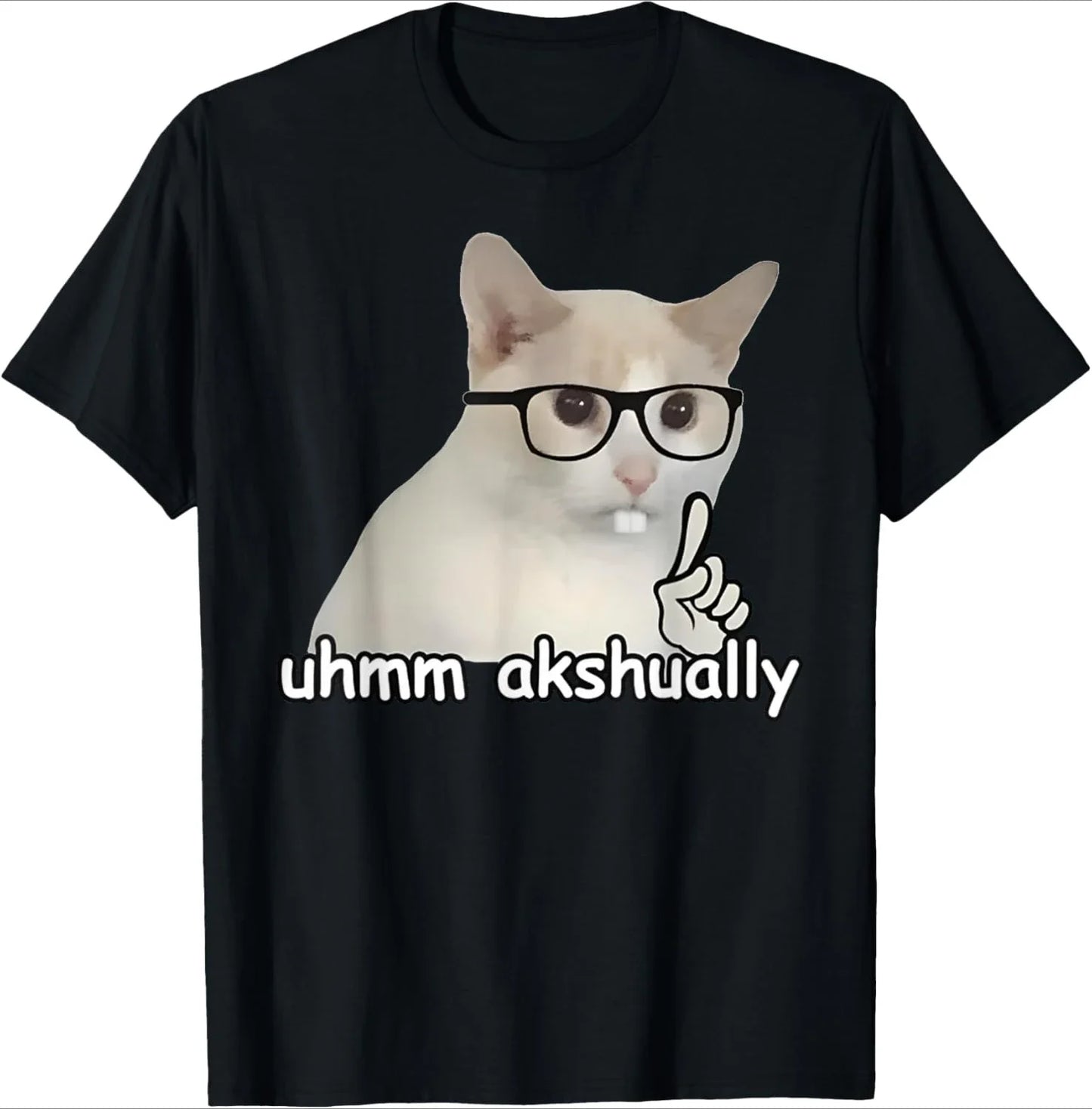 Sad Cat Emoji T-Shirt Humorous Letter Print Women's Black Short-Sleeved Casual Loose-Fit Basic Crew Neck Top for Daily Wear