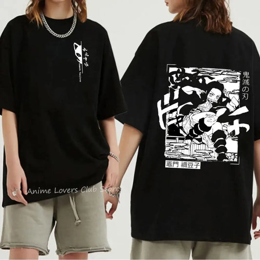 Japanese Anime Demon Slayer Graphic Print T Shirt Fashion Casual Crew Neck Short Sleeve Plus Size T Shirt Women