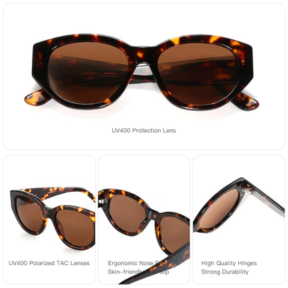 Polarized Sunglasses Women Trendy: Classic Sun Glasses Ladies Cateye Frame - Retro Cute Shades UV400 Protection