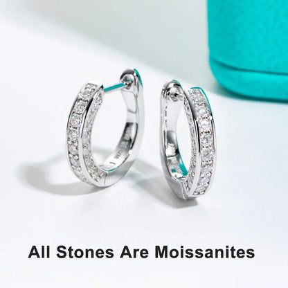 0.56cttw Luxury Moissanite Ear Hoop Earrings 925 Sterling Silver Earring For Woman Wedding Engagement Jewelry Wholesale