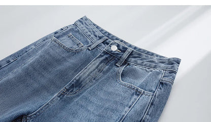 Minimalism Women Jeans 2025 Autumn Vintage Denim Pants Loose Wide Leg Pants Woman Casual Pants Female Trousers 12551002