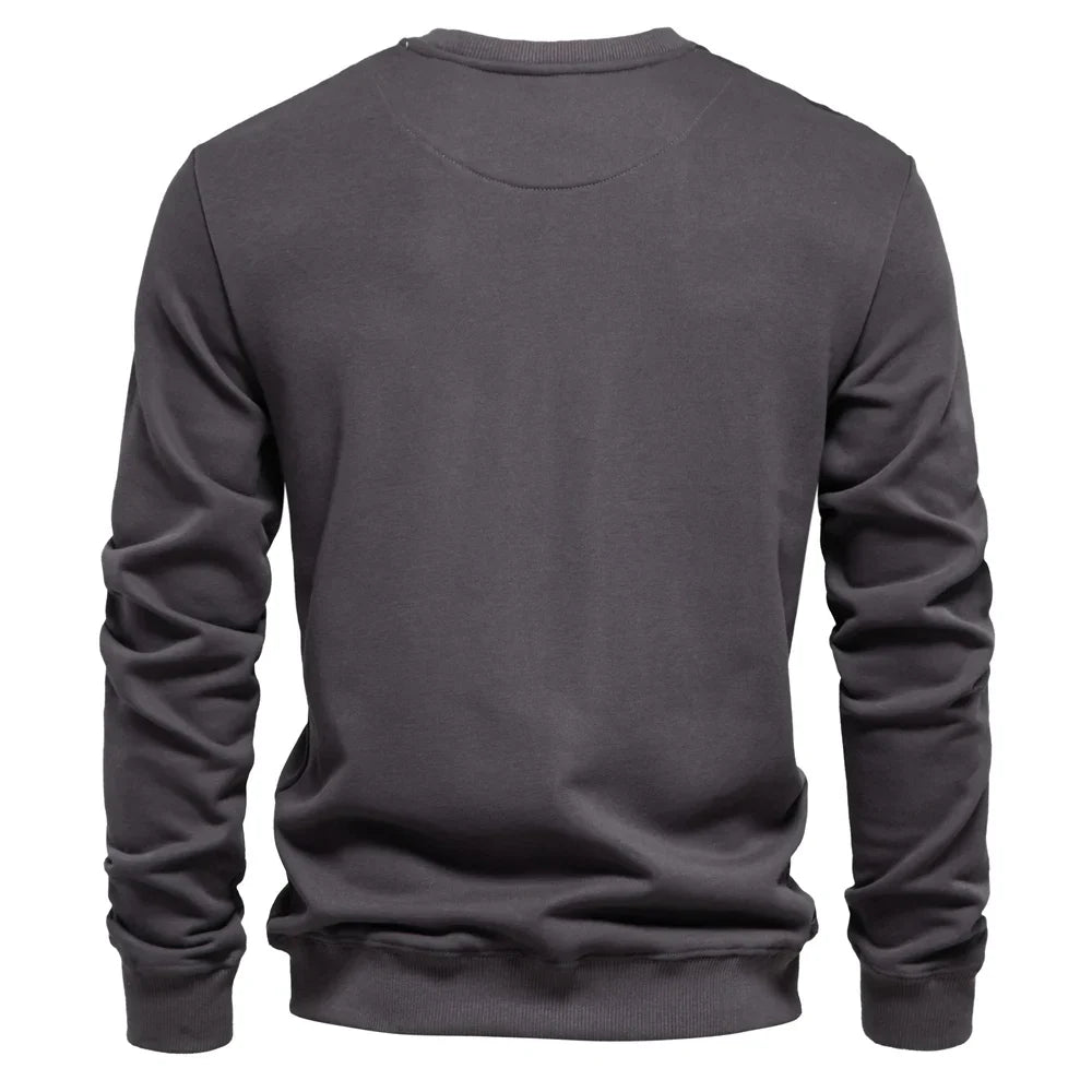Cotton-blend Mens Crew Neck Solid Color Sweatshirts Pullover Casual Sport Sweatshirt for Men